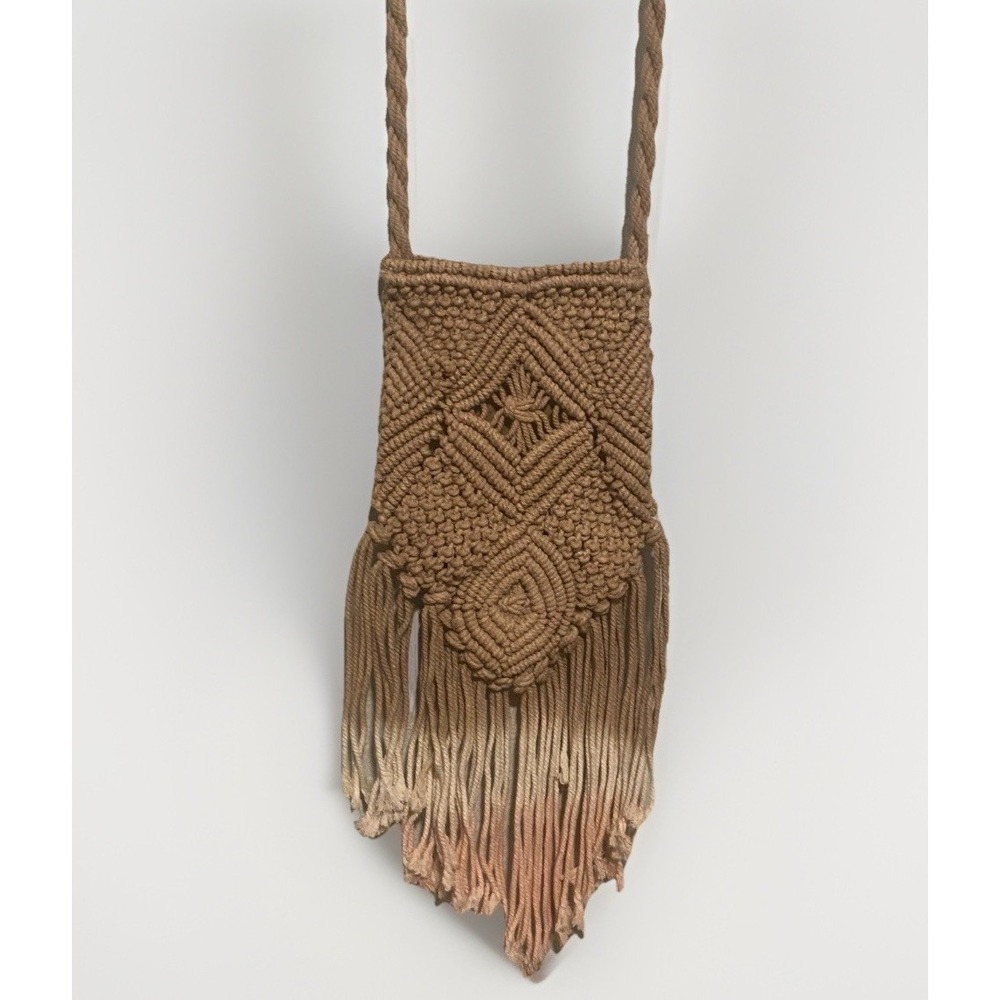 Shoulder Bag Crochet Tan Pink Ombré Cross‎ Body Satchel Hobo Tassel By Pura Vida